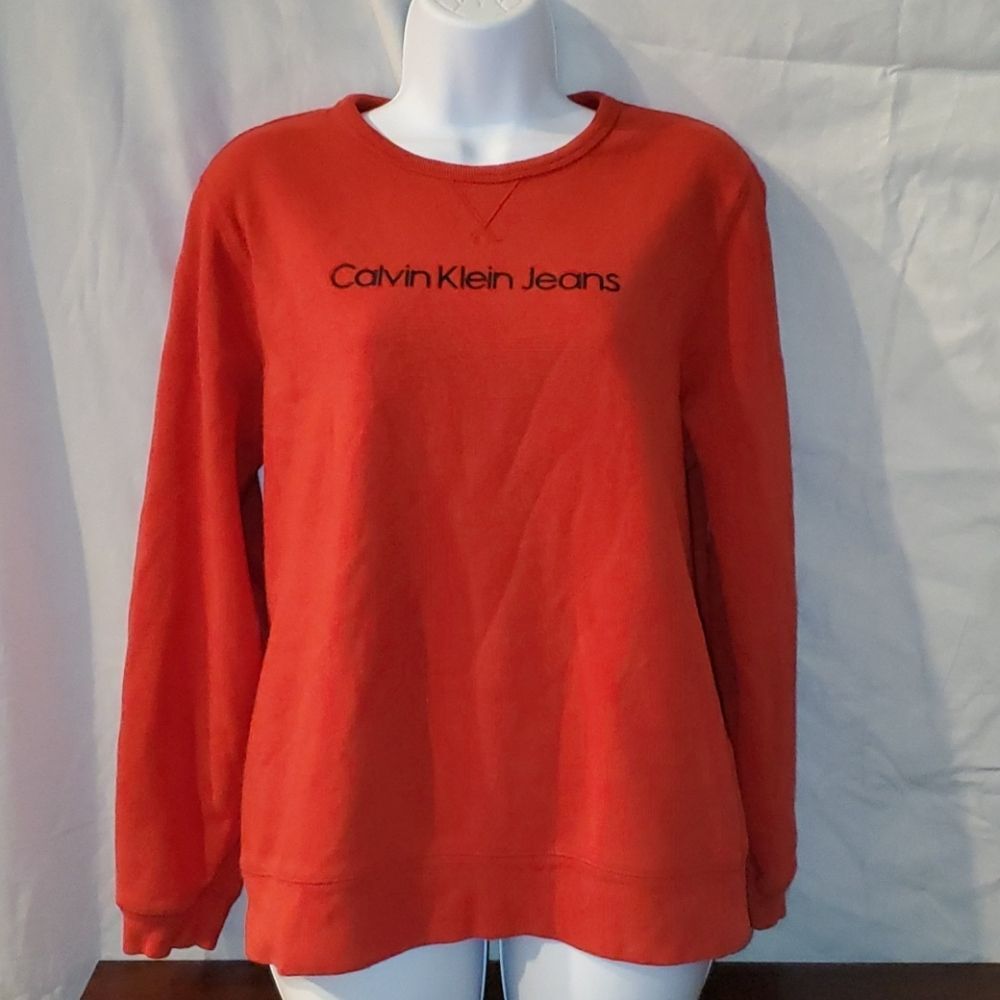 Vtg 2000s Calvin Klein Jeans Red Crewneck Sweatshirt - Size L